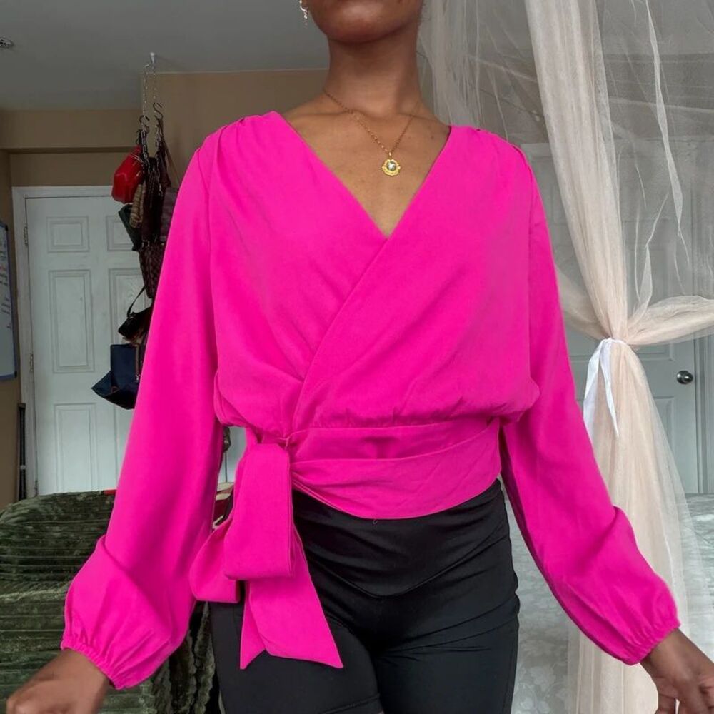 Intempto Surplice Tie Front Top (Size: S)